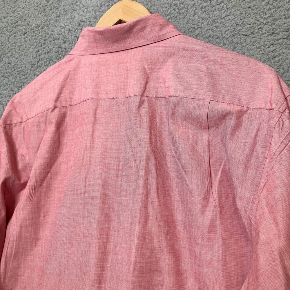 IZOD Luxury Sport Button Up Dress Shirt Men L Pink Red Cotton Long Sleeve Oxford - Picture 6 of 8